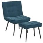 vidaXL Relaxsessel mit Hocker Blau Samt