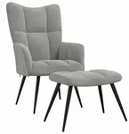 vidaXL Relaxsessel mit Hocker Hellgrau Samt