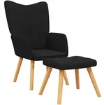 vidaXL Relaxsessel mit Hocker Schwarz Stoff