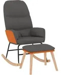 vidaXL Schaukelsessel mit Hocker Dunkelgrau Stoff