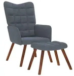vidaXL Relaxsessel mit Hocker Dunkelgrau Samt