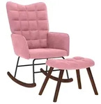 vidaXL Schaukelstuhl mit Hocker Pink Velvet