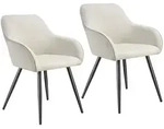 tectake Esszimmerstuhl Marilyn, Cordoptik, gepolstert - 2er Set creme/schwarz