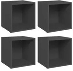 vidaXL TV-Schr&auml;nke 4 Stk. Grau 37x35x37 cm Holzwerkstoff