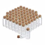 Relaxdays Glasfl&auml;schchen mit Korken, 60 St&uuml;ck, Mini Fl&auml;schchen f&uuml;r &Ouml;l, Gew&uuml;rze,