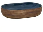 vidaXL Aufsatzwaschbecken Braun und Blau Oval 59x40x14 cm Keramik
