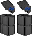 PROREGAL SuperSparSet 4x Eurobox NextGen Grip mit Auflagedeckel & 4 blauen