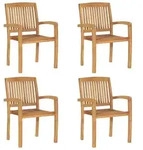 vidaXL Stapelbare Gartenst&uuml;hle 4 Stk. Massivholz Teak