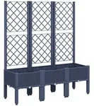 vidaXL Pflanzk&uuml;bel mit Rankgitter Blaugrau 120x40x142 cm PP