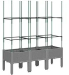 vidaXL Pflanzk&uuml;bel mit Rankgitter Hellgrau 120x40x142,5 cm PP
