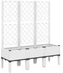 vidaXL Pflanzk&uuml;bel mit Rankgitter Wei&szlig; 120x40x142 cm PP