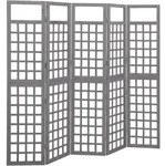vidaXL Spalier/Paravent 5-teilig Massivholz Tanne Grau 201,5x180 cm