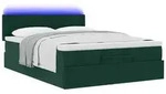 vidaXL Ottoman-Bett mit Matratze & LEDs Dunkelgr&uuml;n 140x190 cm Samt