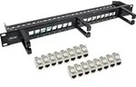 InLine&reg; Patchfeld Cat.6A 16-fach, mit 3 B&uuml;geln, 16 Keystones, 19", 1HE, schwarz
