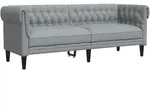 vidaXL Chesterfield-Sofa 3-Sitzer Hellgrau Stoff