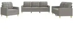 vidaXL 3-tlg. Sofagarnitur mit Kissen Taupe Stoff