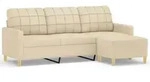 vidaXL 3-Sitzer-Sofa mit Hocker Creme 180 cm Stoff
