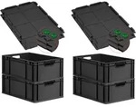 PROREGAL SuperSparSet 4x Eurobox NextGen Grip mit Scharnierdeckel & gr&uuml;nen