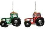 Christbaumschmuck Traktor Glas 9 cm gr&uuml;n / rot 1 St&uuml;ck Zufallsprinzip