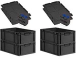 PROREGAL SuperSparSet 4x Eurobox NextGen Grip mit Scharnierdeckel & blauen