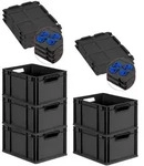 PROREGAL SuperSparSet 5x Eurobox NextGen Grip mit Scharnierdeckel & blauen