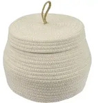 HMF Aufbewahrungskorb Badezimmer rund, Korb mit Deckel aus Baumwolle, 25,5 x 19 cm,