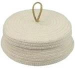 HMF Aufbewahrungskorb Badezimmer rund, Korb mit Deckel aus Baumwolle, 25,5 x 11,5 cm,
