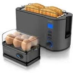 Arendo Fr&uuml;hst&uuml;cks-Set, 6er Eierkocher SIXCOOK, Langschlitztoaster 4-Scheiben,...