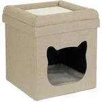 Relaxdays Katzenh&ouml;hle indoor, Schlafplatz f&uuml;r Samtpfoten, Katzenbox 2 Etagen,
