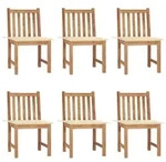 vidaXL Gartenst&uuml;hle 6 Stk. mit Kissen Massivholz Teak