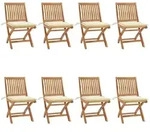 vidaXL Klappbare Gartenst&uuml;hle mit Kissen 8 Stk. Massivholz Teak