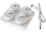 LED Teelichter mit Ladestation wiederaufladbar D: 4cm flackernd 4St&uuml;ck