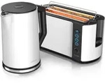 Arendo Fr&uuml;hst&uuml;cksset, 1,5L Wasserkocher, Langschlitz Toaster 4-Scheiben, Wei&szlig;