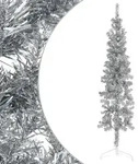 vidaXL K&uuml;nstlicher Halb-Weihnachtsbaum St&auml;nder Schlank Silbern 120 cm