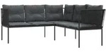 vidaXL Gartensofa in L-Form mit Kissen Schwarz Stahl und Textilene