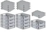 PROREGAL SparSet 10x Eurobox NextGen Grip mit Auflagedeckel & 4 schwarzen