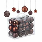 Relaxdays Weihnachtskugeln 50er Set, glitzernde, matte & gl&auml;nzende Christbaumkugeln,