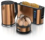 Arendo - Wasserkocher mit Toaster und Eierkocher SET Edelstahl Kupfer...