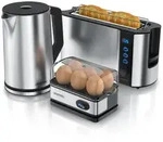 Arendo Fr&uuml;hst&uuml;cksset 3-teilig, 2-Scheiben Toaster, 6er Eierkocher,...
