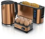 Arendo 3-teiliges Fr&uuml;hst&uuml;cks-Set, 2-Scheiben Langschlitz Toaster, 6er...