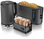 Arendo Fr&uuml;hst&uuml;cks Set in Grau - Wasserkocher / Langschlitz Toaster /...