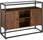 tectake Sideboard Oldham 100x38x80,5cm Industrial Holz Dunkel, Rustikal