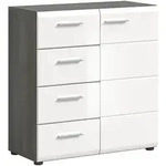 Ebuy24 Salsa Sideboard 4 Schubladen 1 T&uuml;r wei&szlig; Hochglanz.