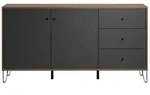 Montez Sideboard 2 T&uuml;ren, 3 Schubladen, graphite.