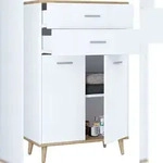 VCM Kommode & Sideboard Lindas Wei&szlig; / Honig-Eiche H. 97 x B. 60 x T. 28 cm