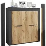VCM Kommode & Sideboard Usilo Anthrazit / Honig-Eiche H. 89 x B. 80 x T. 35 cm