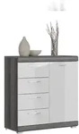 Scout Sideboard 1 T&uuml;r, 4 Schubladen grau.
