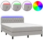 vidaXL Boxspringbett mit Matratze & LED Hellgrau 140x190 cm Stoff