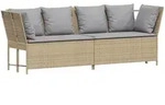 vidaXL Gartensofa mit Kissen Beige Poly Rattan