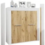 VCM Kommode & Sideboard Usilo Wei&szlig; / Honig-Eiche H. 89 x B. 80 x T. 35 cm